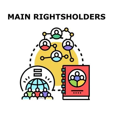 Main rights holders representing global collaboration and legal rights Illustration