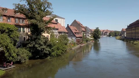 The Main River in Bamberg, Germany 스톡 동영상 114141917