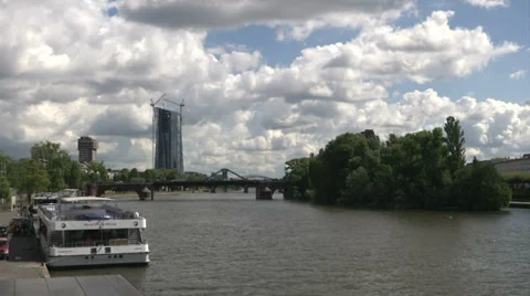 Main river in Frankfurt Stock Footage 34301388
