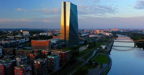The Main River Sunset Aerial Jib Up Stock Footage 115546273