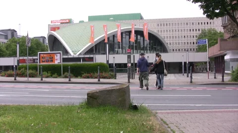 Main road in Dortmund with view of Opera House Stock-Footage 52078327