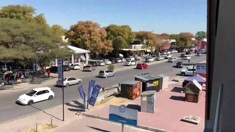 Main road running through the center of Maun a tourist town in Botswana HD 4K Stock-Footage 206151203