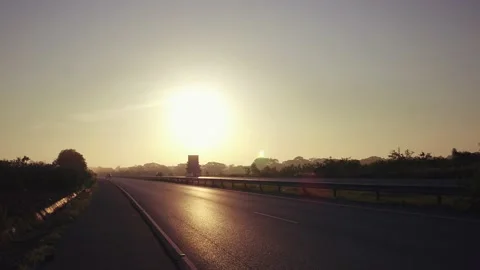 Main road at sunset. Stock Footage 139782349