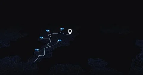 Main Road Through City Map To POI With Alternate Route. Isometric map. Huge city Stock Illustration