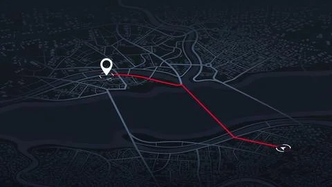 Main road throughout isometric map. Simple scheme of city. Navigation to poi Stock Illustration