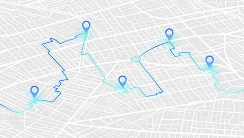 Main road throughout map. Isometric Navigation mapping technology Illustrazione stock