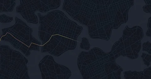 Main road throughout map. Navigation to poi. Simple scheme of city. Generic city Stock Footage 260882442