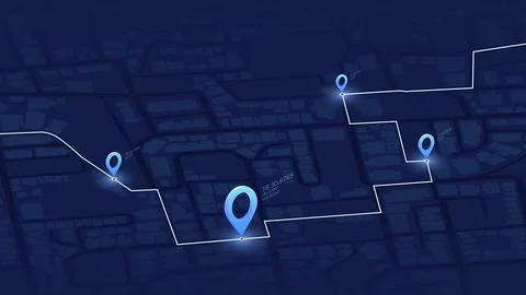 Main road throughout map. Navigation to poi. Isometric generic city map with Stock Illustration
