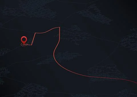 Main road throughout map. Navigation to poi. Simple scheme of city with poi Stock Illustration