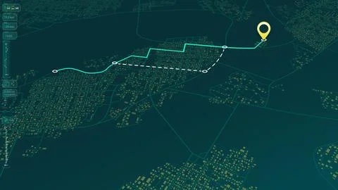 Main road throughout map. Simple scheme of isometric city. Navigation to poi Stock Illustration