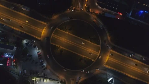 Main road top view in the night. City traffic during the night in Sofia 動画素材 115709959