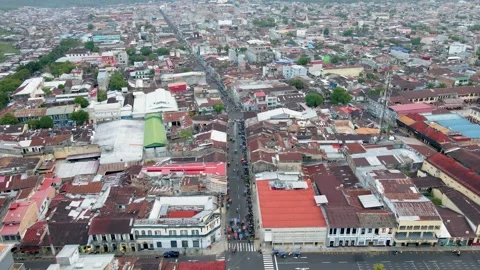Main Road Traffic View Over The City Of Iquitos In Peru. Aerial Drone Shot Stock Footage 316294962
