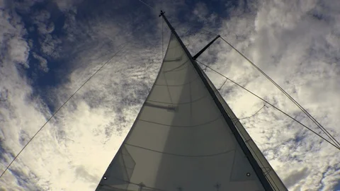 Main sail rolling against the sky Stock Footage 107972287