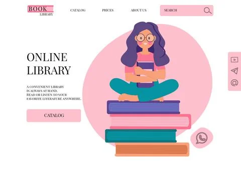 The main screen of the books website. Illustrazione stock