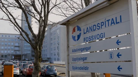 Main sign of the Landspitali Stock Footage