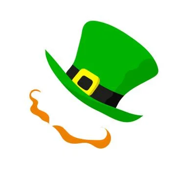 Main signs of the celebration - red-haired handlebars and green hat Stock Illustration
