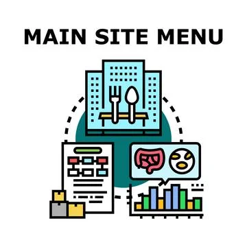 Main site menu concept displaying dining logistics and health data Stock Illustration