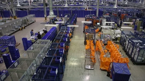 The main sorting center of the international post office in Moscow Stock Footage 127281762