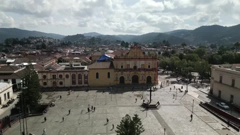 Main square aerial view of san Cristobal de las casas chiapas mexico colonial Stock Footage 256165387