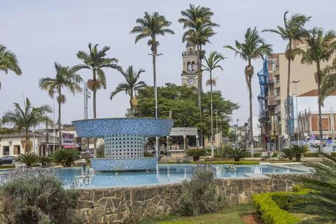 The main square of Borda da Mata, a landmark on the Faith's Way in Brazil. Stock Photos