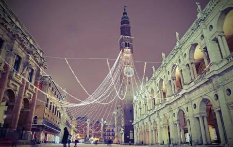 Main square called PIAZZA DEI SIGNORI in Vicenza in Italy with vintage effect Photos