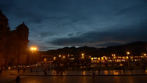 Main square of Cusco (late) Stock Footage 112210055