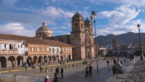 MAIN SQUARE, CUSCO, PERU - APRIL 2018: Cusco Main Square Stock Footage 91400983