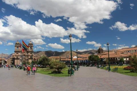 Main square in cusco, peru. architecture of south america Fotos de archivo