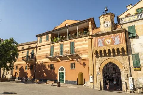 The main square of FInalborgo Stock Photos