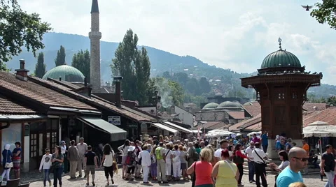 Main square of historical Sarajevo bazaar Stock Footage 41963356