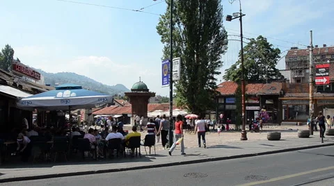 Main square of historical Sarajevo bazaar Stock Footage 41963753