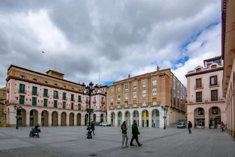 Main square of Huesca, Spain Stock Photos