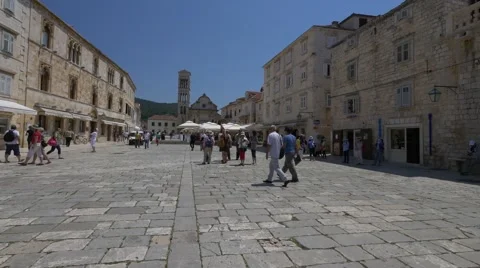 Main square in Hvar old town on sunny summer day Stock-Footage 54116432