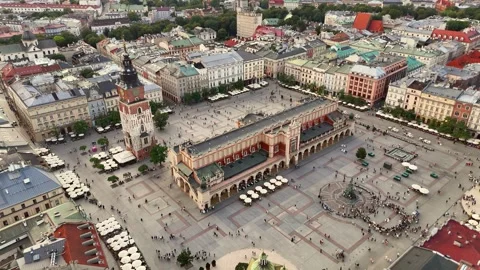 Main Square in Krakow before sunset Stock Footage 296376350