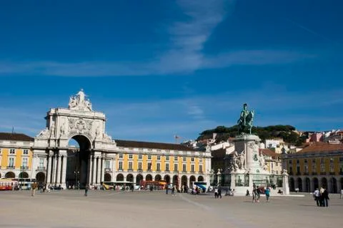 Main square, lisbon Stock Photos