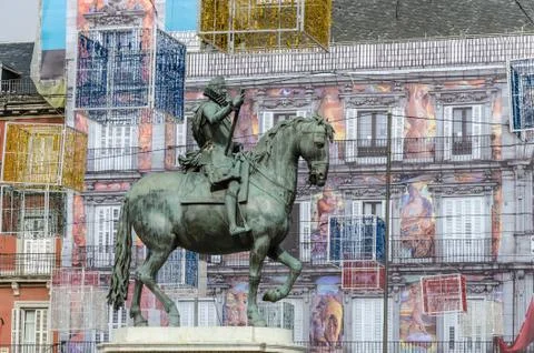 Main square of Madrid Stock Photos