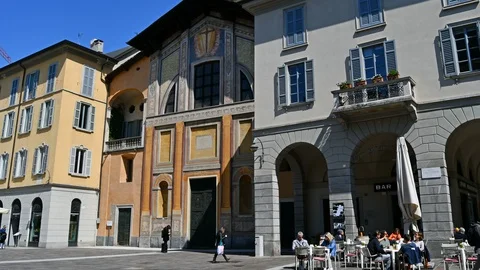 Main square near the cathedral of Como a city in the north of Italy Stock Footage 108166784