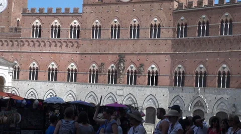 Main square in Piazza del Campo in Siena, 50fps ,real time Stock Footage 67563121