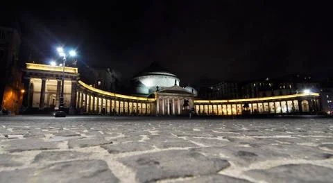The main square, Piazza Plebiscito, in Naples, Italy Stock Photos