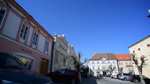 Main square of retz, lower austria with old city hall Stock Footage 128950894
