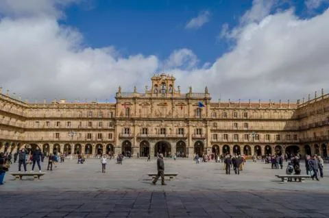 Main square  of Salamanca Stock Photos