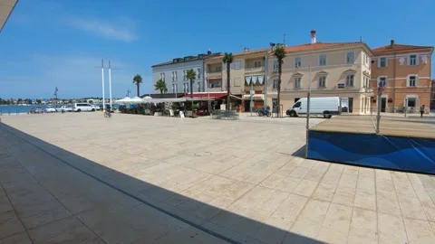 Main square at summer sunny day in Umag, Croatia Stock Footage 136774826