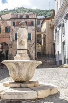 The main square of Taggia Foto stock