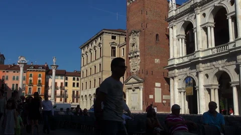 The main square of the Vicenza, Italy Stock Footage 67612244