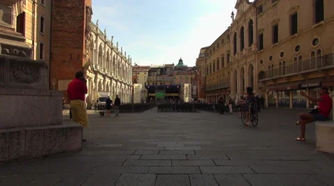The main square of the Vicenza, Italy Stock Footage 67612325