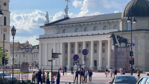 Main square in Vilnius Lithuania Stock Footage 246227165