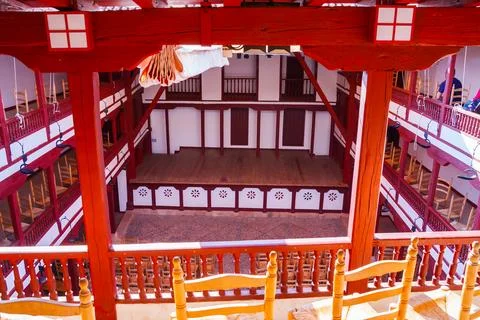 Main Stage View from Upper Box of Corral de Comedias Stock Photos