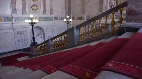 The main staircase in the Mikhailovsky Castle. 4K. Stock Footage 48346159