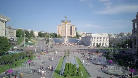 The main stele on Independence Square. Symbol of freedom of Ukraine. Stock Footage 229788016