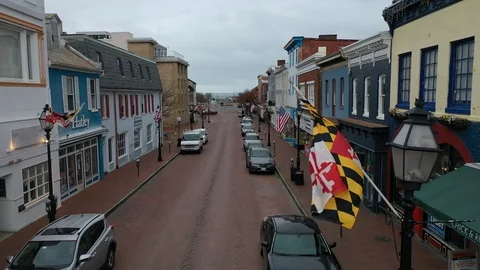 Main Street Annapolis Empty due to COVID-19 Restrictions Stock Footage 127575806
